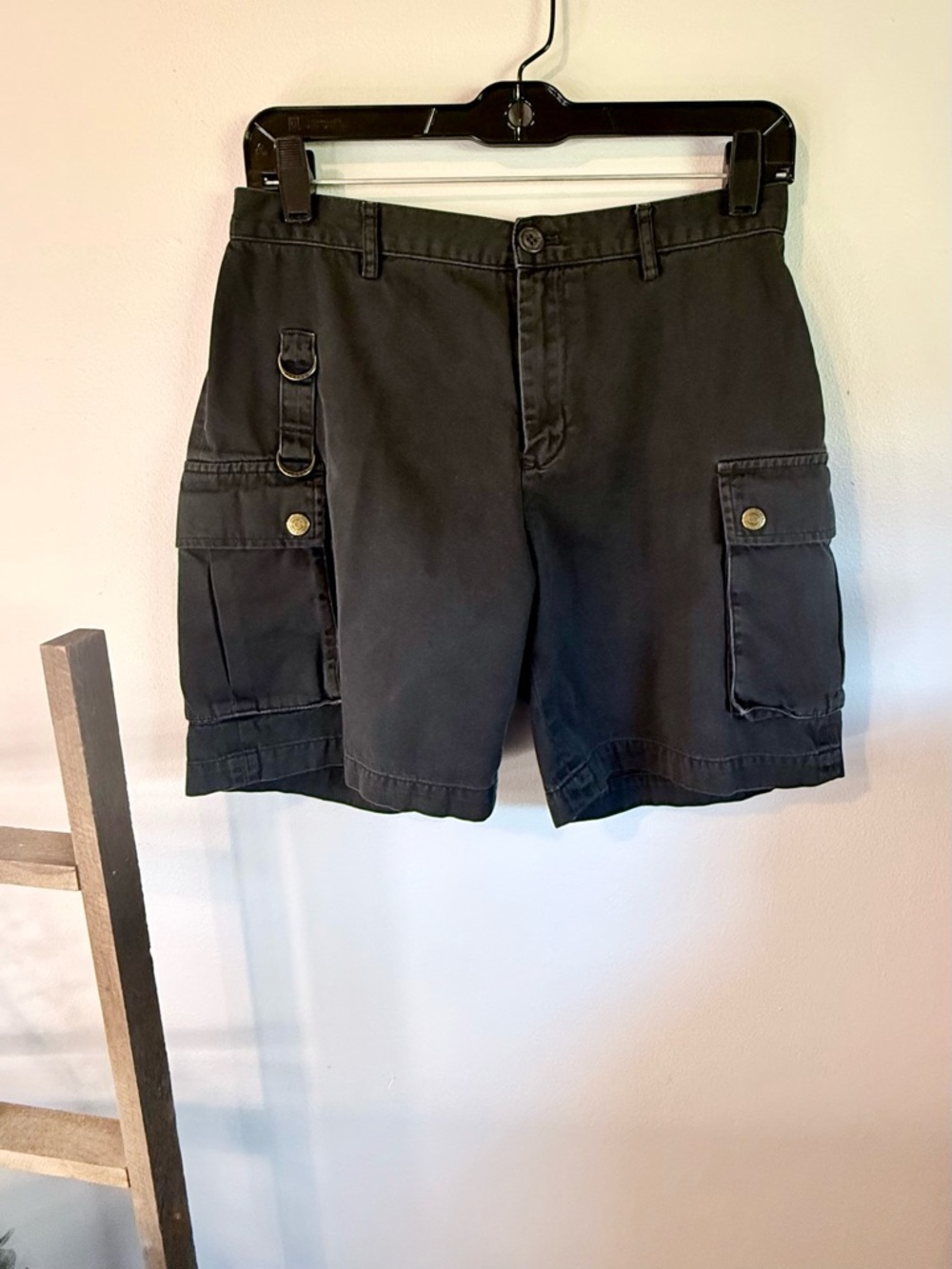 Ralph Lauren Black Cargo Shorts with Flap Pockets